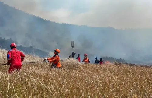Api Membara di Bromo Masuk Hari Keenam, TNI AL Bergabung Padamkan Kebakaran