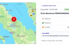 Gempa M6,4 Guncang Pematangsiantar, Getaran Terasa Hingga Berbagai Wilayah