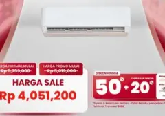 Transmart Full Day Sale Tawarkan AC Split 1 PK dengan Potongan Harga Fantastis