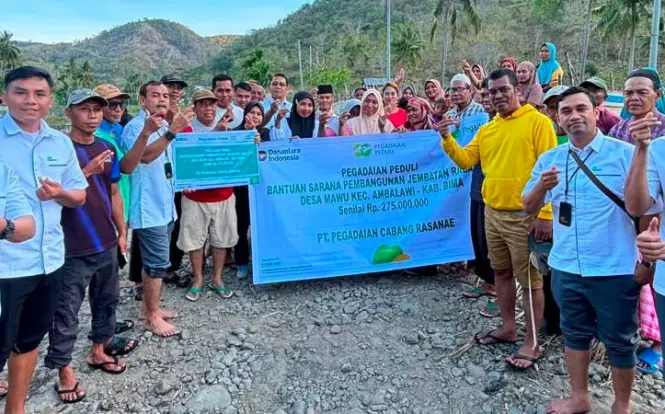 Pegadaian Peduli Dukung Pembangunan Jembatan Raba Sau di Desa Mawu, Tingkatkan Akses Warga