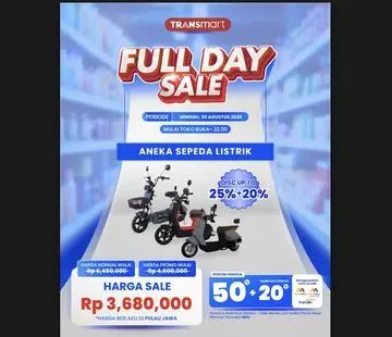 Transmart Full Day Sale: Diskon Besar Menanti Sepeda Listrik dan Kebutuhan Lainnya